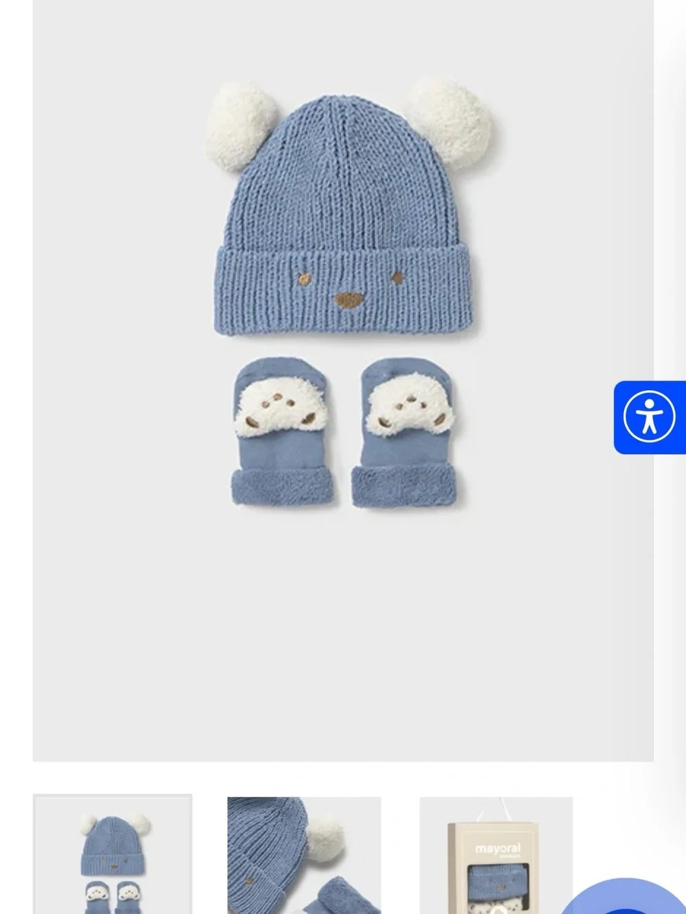 Mayoral Blue Knit Bear Hat and Booties Set - Picture 4 of 4